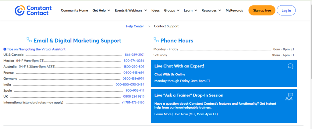Customer Support Constant Contact