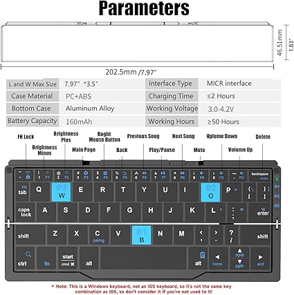 Mini Foldable Bluetooth Keyboard